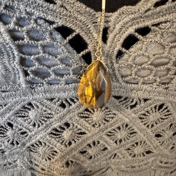 Tiger Teardrop Natural Stone Y Necklace  2027  NWT Boutique - Picture 7 of 10